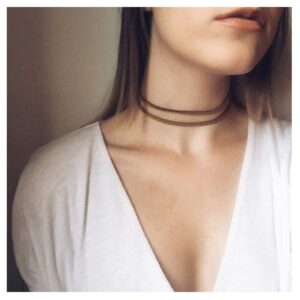 Olbye Layering Leather Necklace Brown Faux Leather Choker Necklace Personal Everyday Necklace Jewelry for Women (Brown)