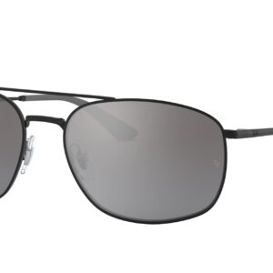 Ray-Ban RB3654 Square Sunglasses, Black/Polarized Grey Mirrored Gradient Silver, 60 mm