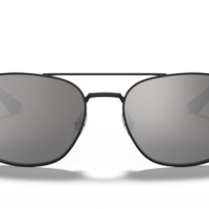 Ray-Ban RB3654 Square Sunglasses, Black/Polarized Grey Mirrored Gradient Silver, 60 mm