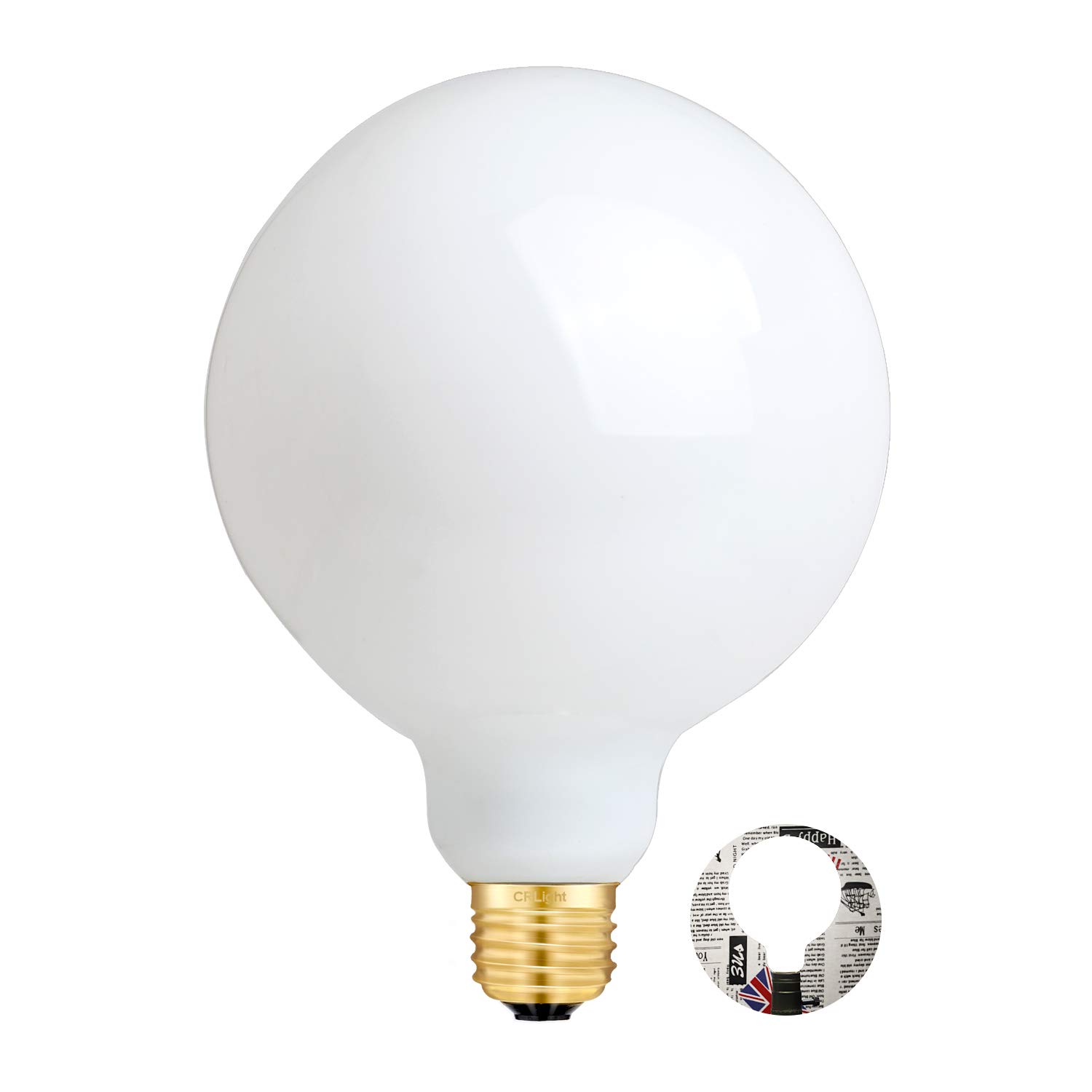 CRLight 12W Dimmable LED Large Globe Bulb 5000K Daylight White Glow, 80W Equivalent 800LM, E26 Antique Edison G125 Large Milky Pearl Glass LED Light Bulbs, Smooth Dimming