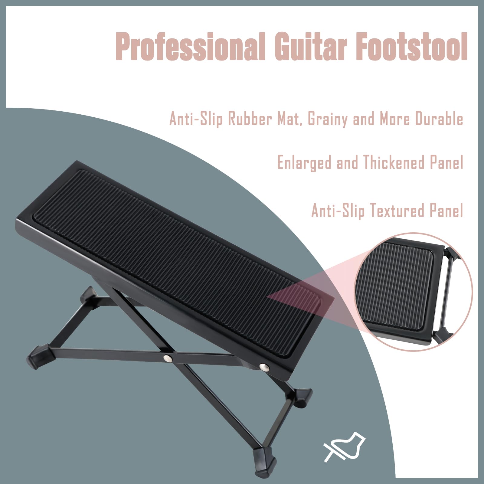 EASTROCK Guitar Foot Stool Height Adjustable Folding Guitar Foot Rest Made of Solid Iron Guitar Foot Stand for Classical Guitar