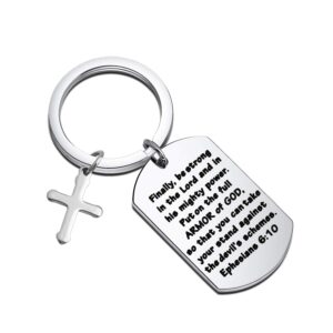 Put On The Full Armor of God Keychain Christian Jewelry Bible Verse Ephesians 6:10 Religious Gift for Men or Women (Keychain S)