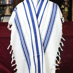 TALITANIA Traditional pure wool Tallit prayer shawl tallis gadol (Size 70 (L) 80 X 60 inches, Blue and silver Stripes)