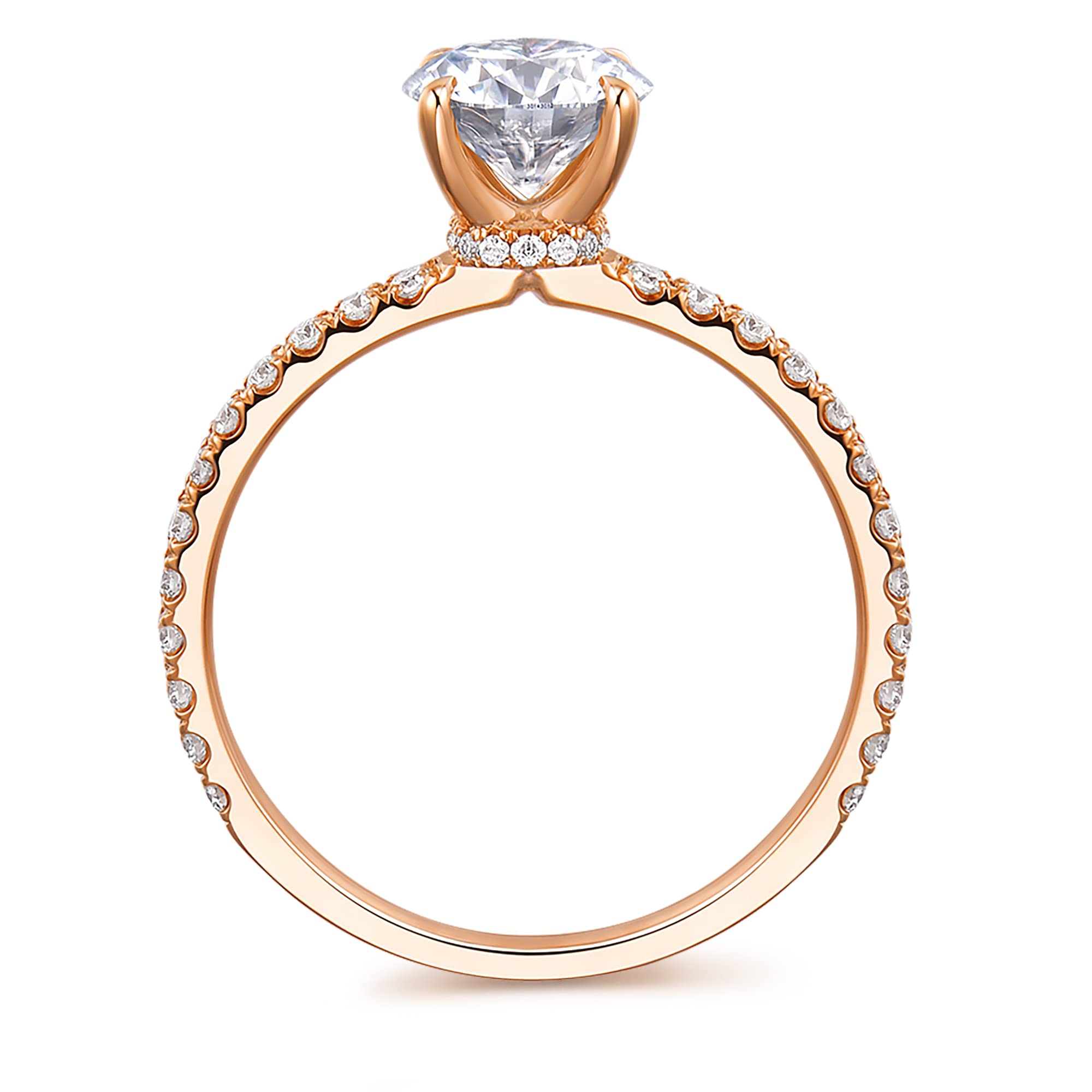 HAFEEZ CENTER 14K Gold Moissanite Engagement Ring 14K Solid Gold Comfort Fit 1ct D Color VVS Moissanite Engagement Rings for Women (Rose-Gold, 5.5)