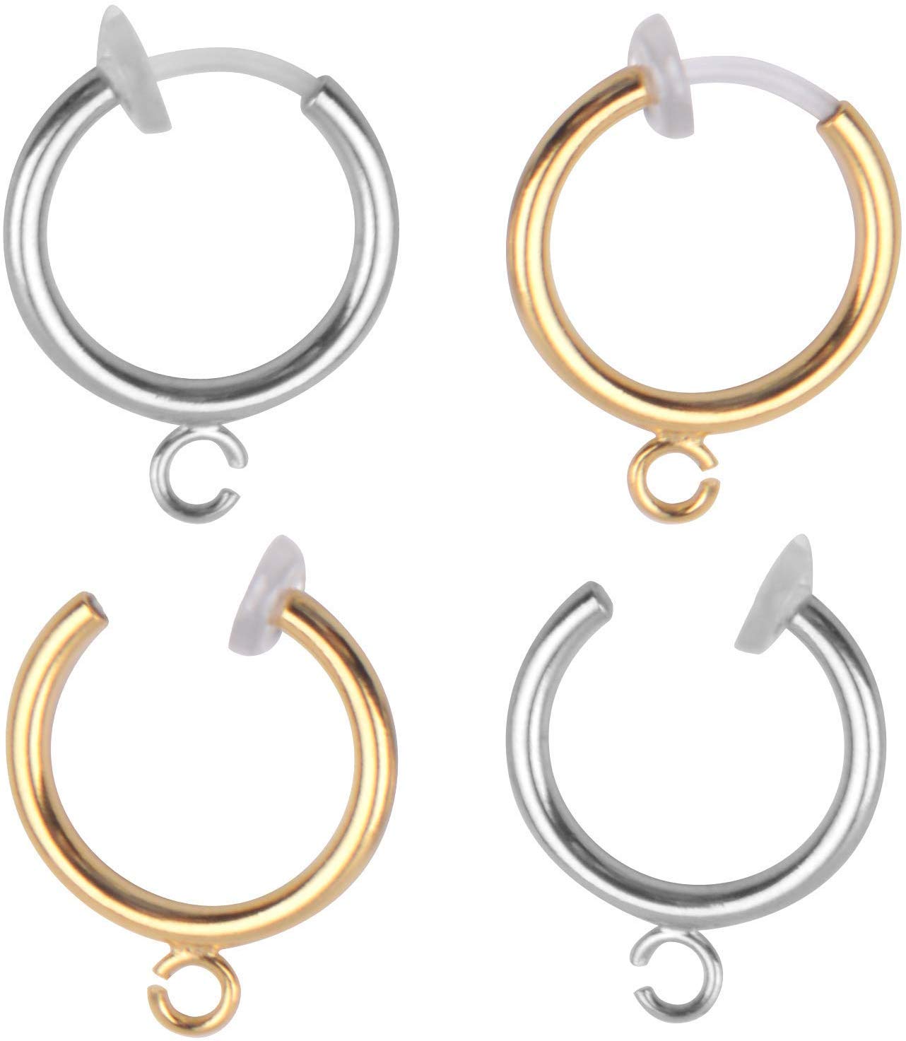 Clip-on Earring Converter, 20 Pieces Non Piercing Earrings Hoop Earrings Components Pour Earring Making, Sliver and Gold