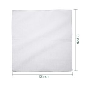 Leinuosen 50 Pack Handkerchiefs Classic Hankies Pocket Square Towel White for Kids Girl Boy Tea Parties (13 x 13 Inch)