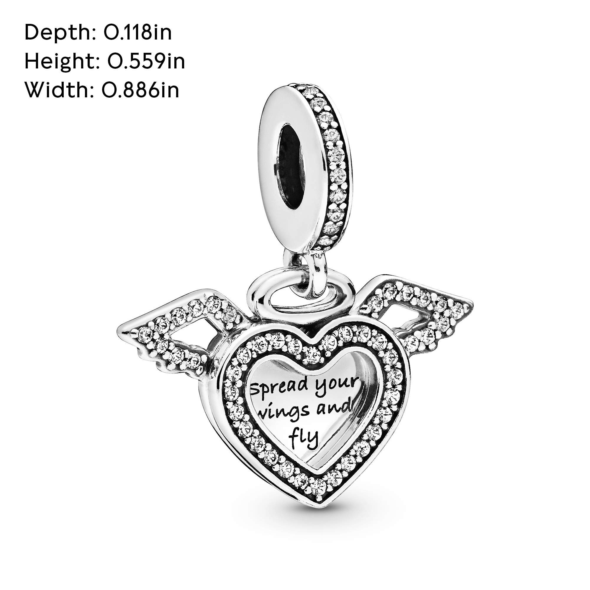 PANDORA Heart & Angel Wings, Clear CZ