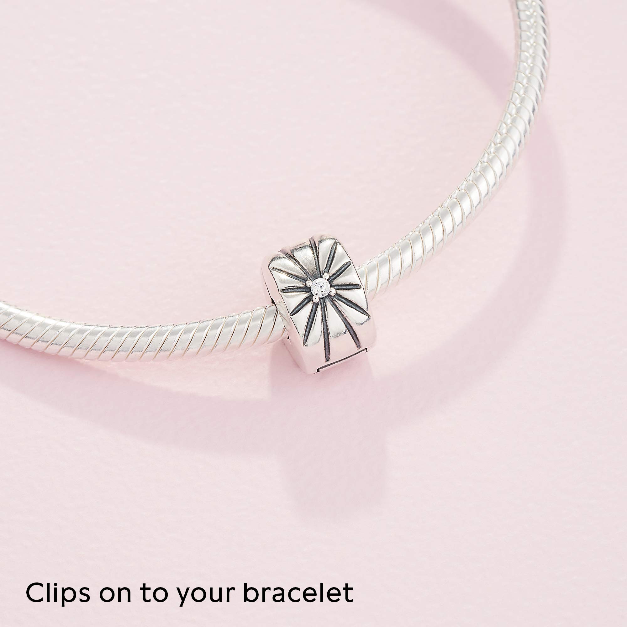 Pandora Sparkling Sunburst Clip Charm - Compatible Moments Bracelets - Jewelry for Women - Gift for Women in Your Life - Made with Sterling Silver & Cubic Zirconia