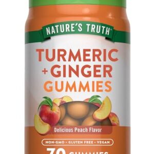 Nature's Truth Turmeric and Ginger Gummies | 70 Count | Peach Flavor | Vegan, Non-GMO, & Gluten Free Supplement