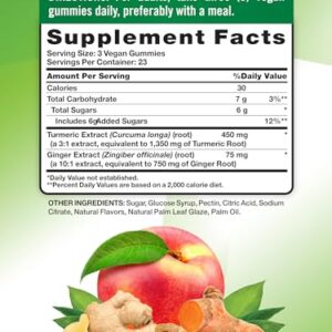 Nature's Truth Turmeric and Ginger Gummies | 70 Count | Peach Flavor | Vegan, Non-GMO, & Gluten Free Supplement