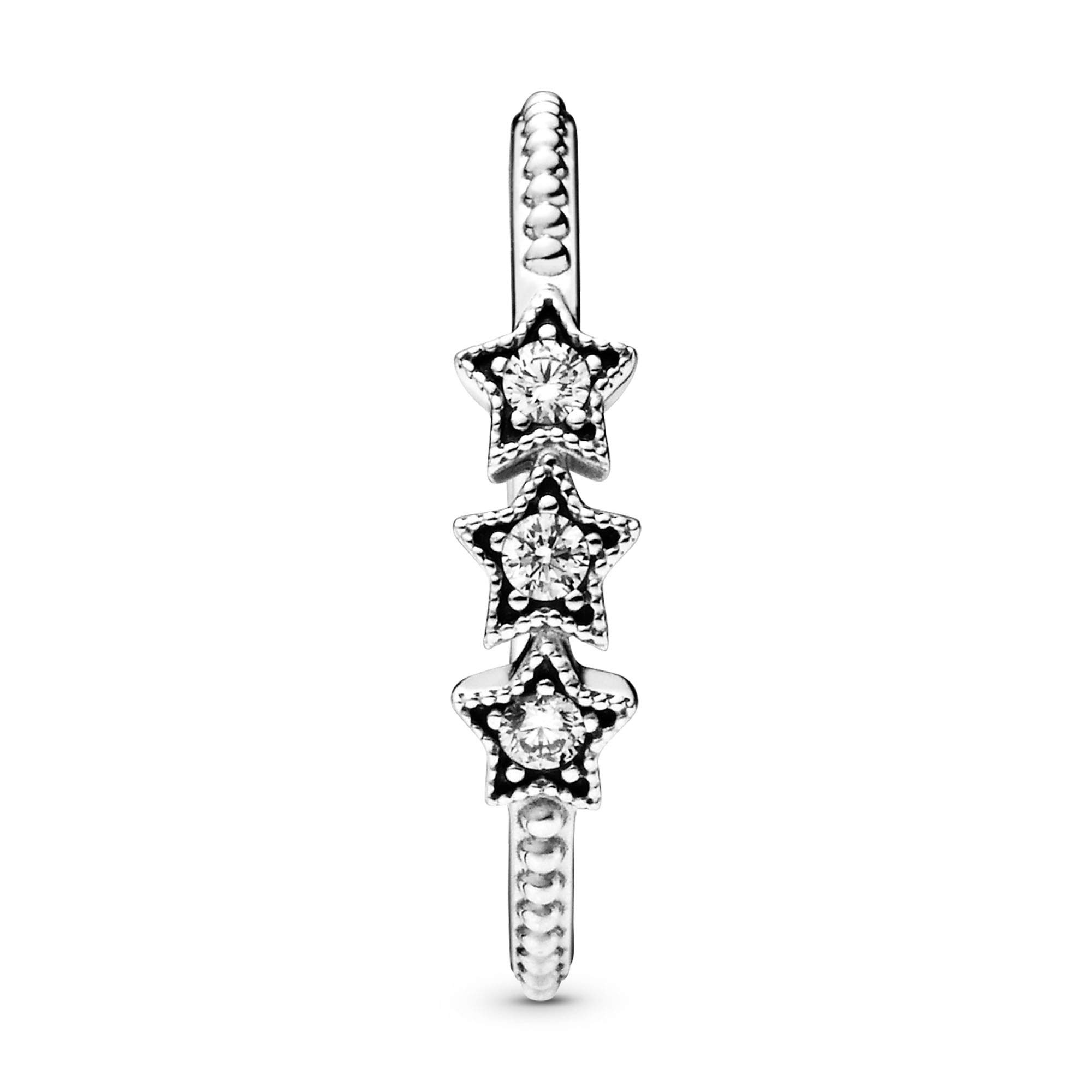 Pandora Celestial Stars Ring - Sterling Silver Ring for Women - Layering or Stackable Ring - Sterling Silver with Clear Cubic Zirconia - Size 9, No Gift Box