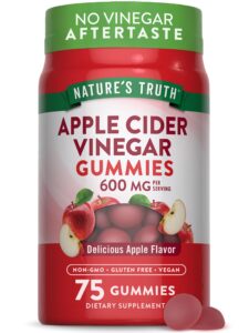 apple cider vinegar gummies | 600 mg | 75 gummies | apple flavor | vegan, non-gmo, gluten free supplement | by nature's truth