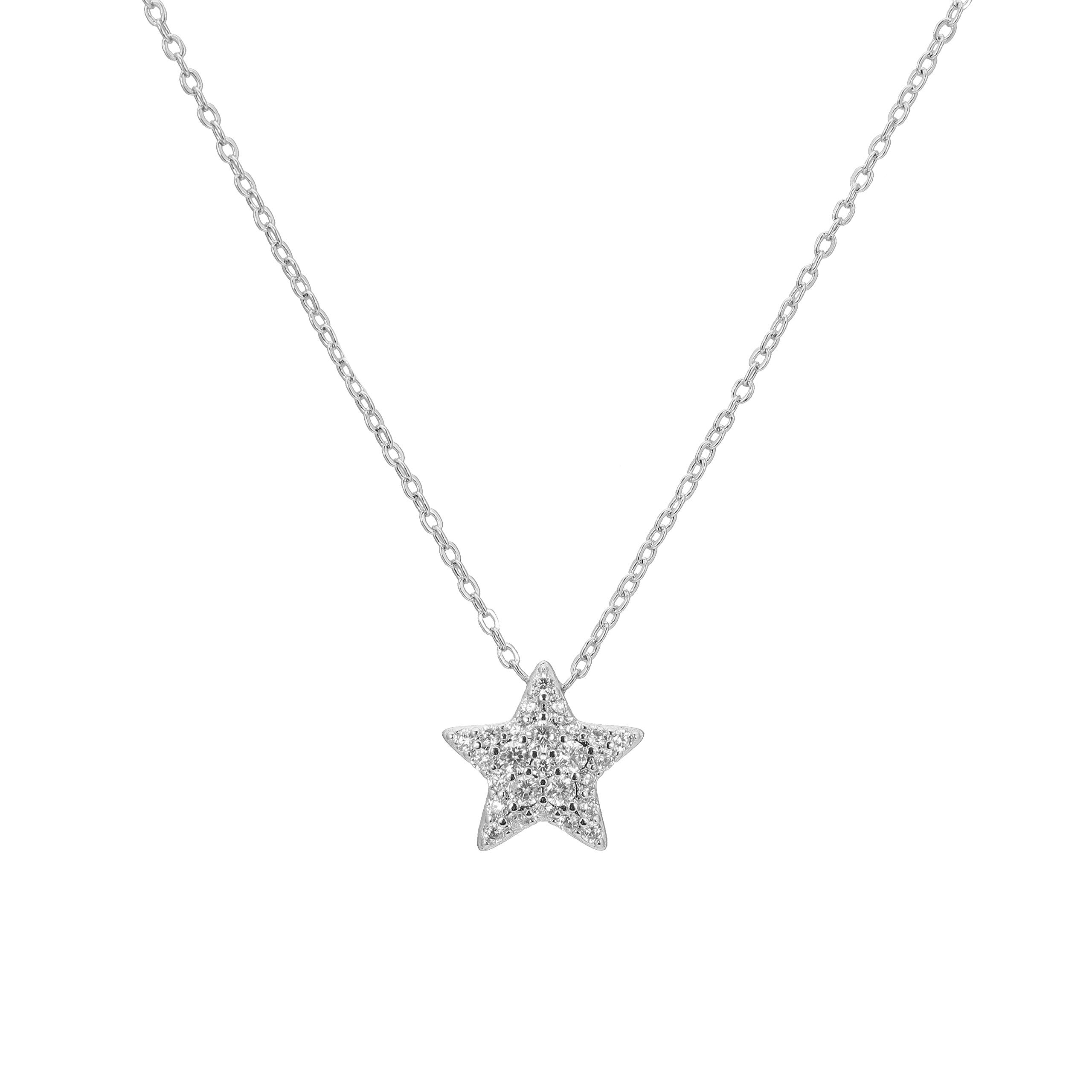 Heart Made of Gold CZ Star Pendant Necklace (Silver)