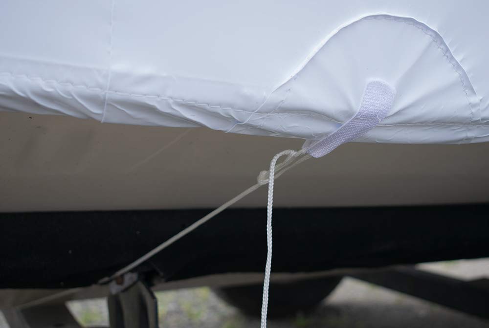 Transhield | 21ft - 27ft Wake Tower Boat Cover | Covers 100% of The Boat above The Rub Rail | UV Resistant Marine Heavy Duty Waterproof | Fits Wide Bow Runabout Ski Boats (Wide Bow 23 ft - 25 ft)