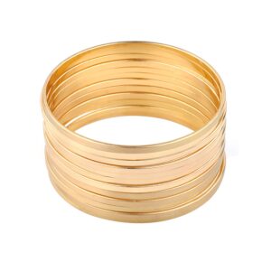 nicole miller new york multi-bangle set of 12 plain matte glossy bangle bracelets (gold)