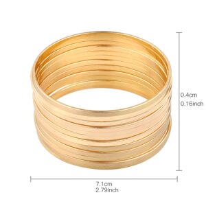 Nicole Miller New York Multi-bangle Set of 12 Plain Matte Glossy Bangle Bracelets (Gold)