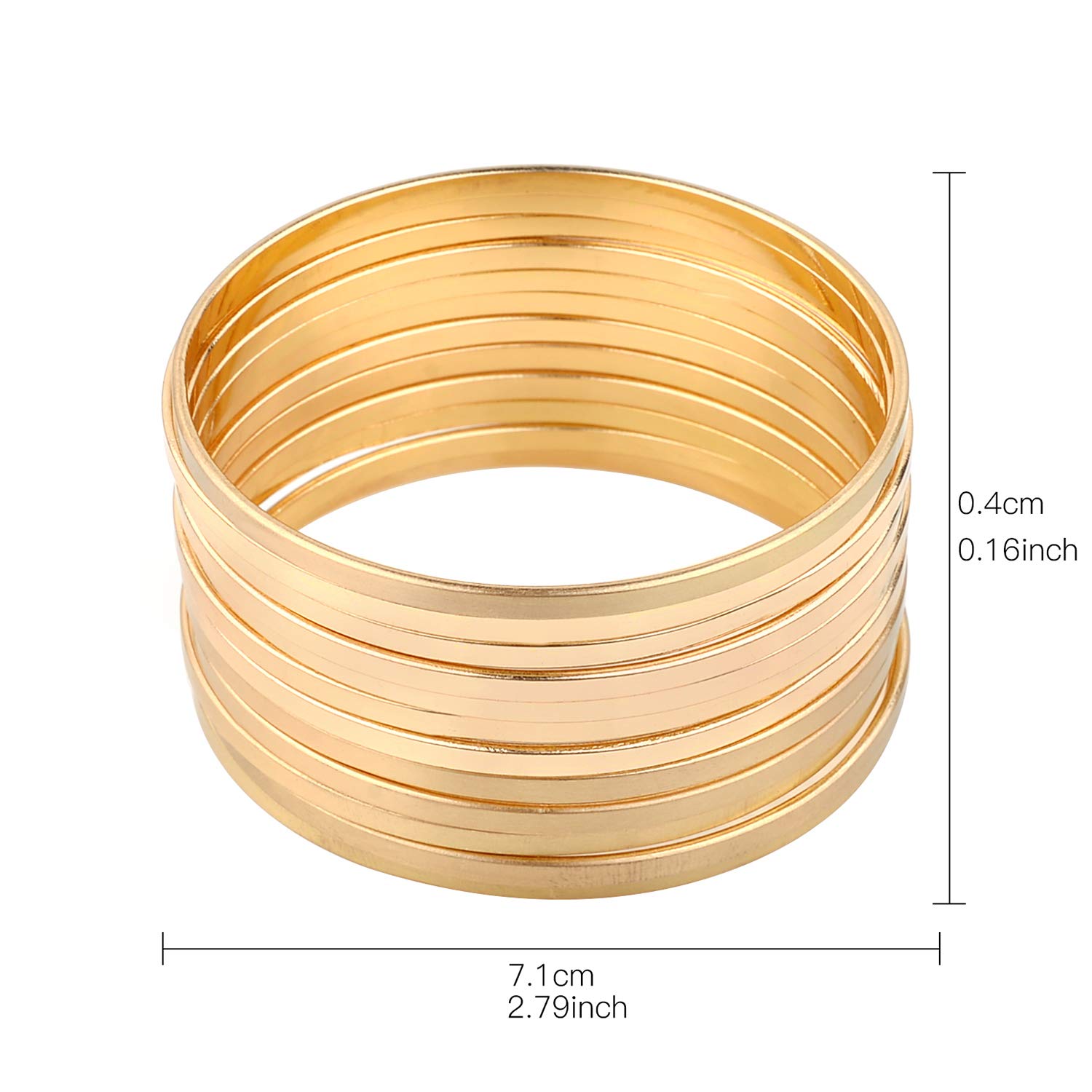 Nicole Miller New York Multi-bangle Set of 12 Plain Matte Glossy Bangle Bracelets (Gold)