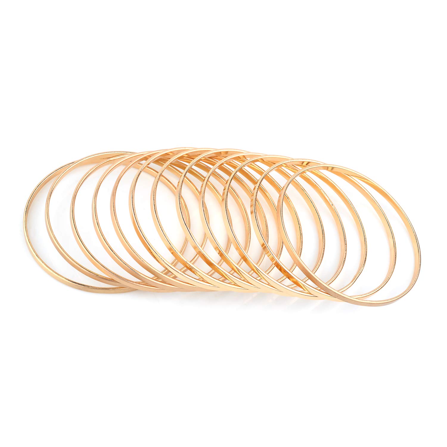 Nicole Miller New York Multi-bangle Set of 12 Plain Matte Glossy Bangle Bracelets (Gold)