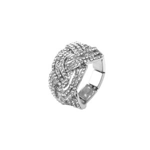 nicole miller new york silvertone twisted stretch clear crystal rhinestones fashion ring