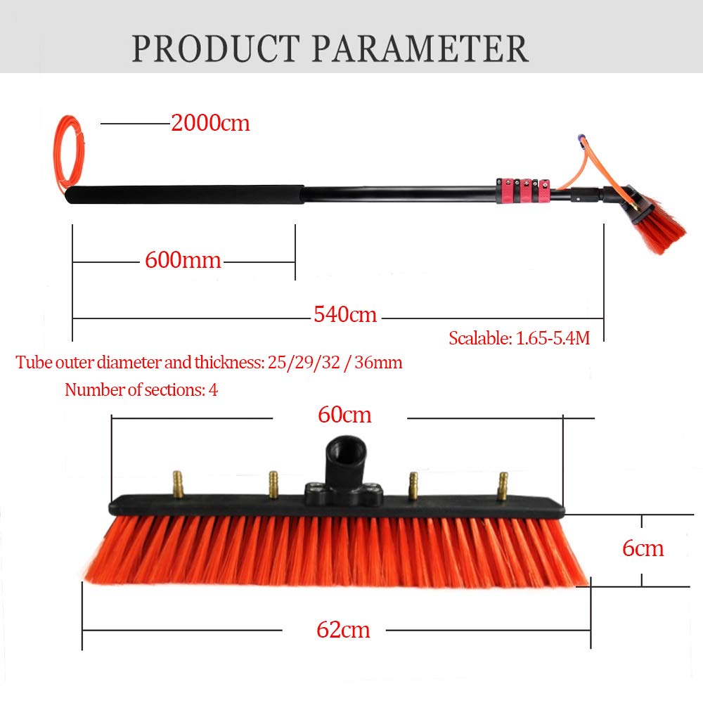 Water Fed Pole Kit, Window and Solar Cleaning Pole w/Water Fed Telescopic Brush/Brush Window and Solar Panel Cleaning System Windows Cleaning & Washing Tool (3.6M-9M),30FT/9M