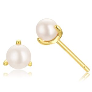 pearl studs - 3mm white fresh water mini pearl earrings in 18k gold vermeil