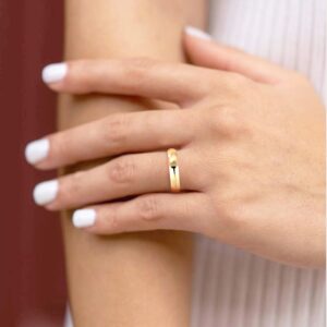 TIGRADE 2mm 4mm 6mm Gold Titanium Ring Plain Dome High Polished Wedding Band Comfort Fit Size 3-13.5, 4mm, Size 8