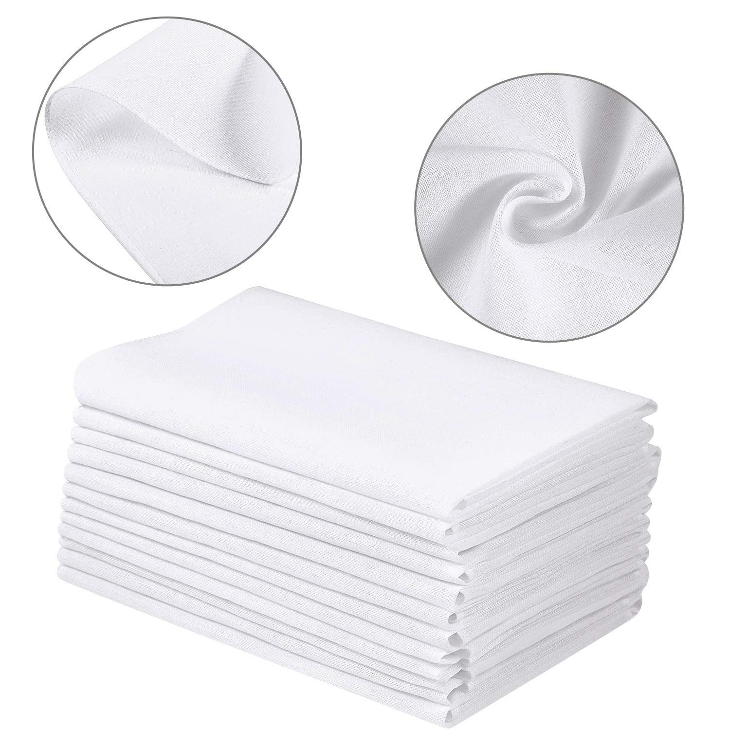 100 Pieces White Handkerchiefs Classic Hankies Bulk Set Pocket Square Towel Small Size for Tea Parties for Men