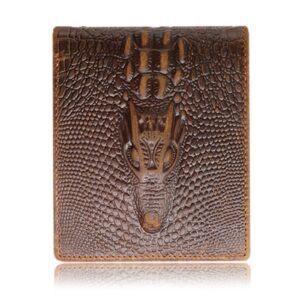 hrs crocodiile wallets for men- ultra slim genuine leather mens bifold wallet vintage personal with alligator embossed