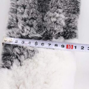 Valpeak Real Fur Scarves Women Winter Fur Neck Warmer Scarf Cold Weather Rabbit Knitted Fuzzy Fluffy (graywithred)