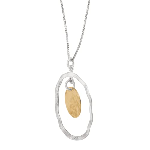 Silpada 'Marbella' Two-Tone Disc Pendant Necklace in Sterling Silver with Gold-Plating, 18" + 2"