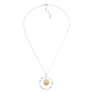 Silpada 'Marbella' Two-Tone Disc Pendant Necklace in Sterling Silver with Gold-Plating, 18" + 2"