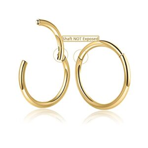 afftiny 16g gold small nose rings 7mm hoop earrings hinged clicker hypoallergenic stainless steel cartilage piercing ring