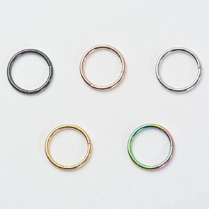 Afftiny 16G Gold Small Nose Rings 7MM Hoop Earrings Hinged Clicker Hypoallergenic Stainless Steel Cartilage Piercing Ring