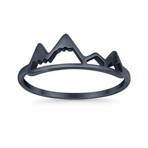 Mountain Band Ring Solid Black Tone,925 Sterling Silver Size-5