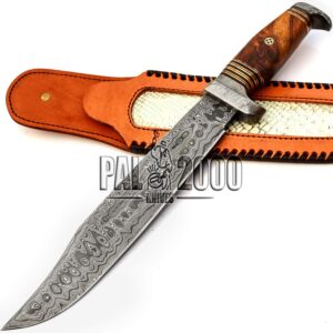 PAL 2000 KNIVES BK-9659 Custom Handmade Damascus Steel Hunting Bowie Blade Knife With Sheath