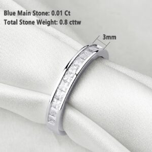 Newshe Jewellery Wedding Bands Eternity Rings for Women AAAAA Cubic Zirconia Princess 925 Sterling Silver Size 7