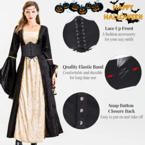 WHIPPY Women's Lace-up Corset Elastic Waist Belt, Tied Waspie Wide Belt for Women Halloween Costume, Black, XS