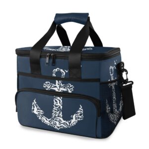 alaza anchor pattern large capacity cooler tote insulated lunch bag lunch cooler bag