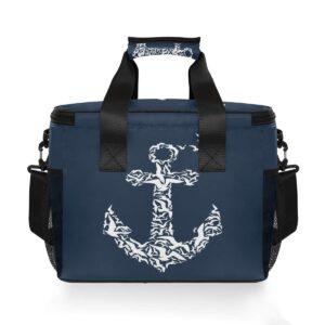 ALAZA Anchor Pattern Large Capacity Cooler Tote Insulated Lunch Bag Lunch Cooler Bag