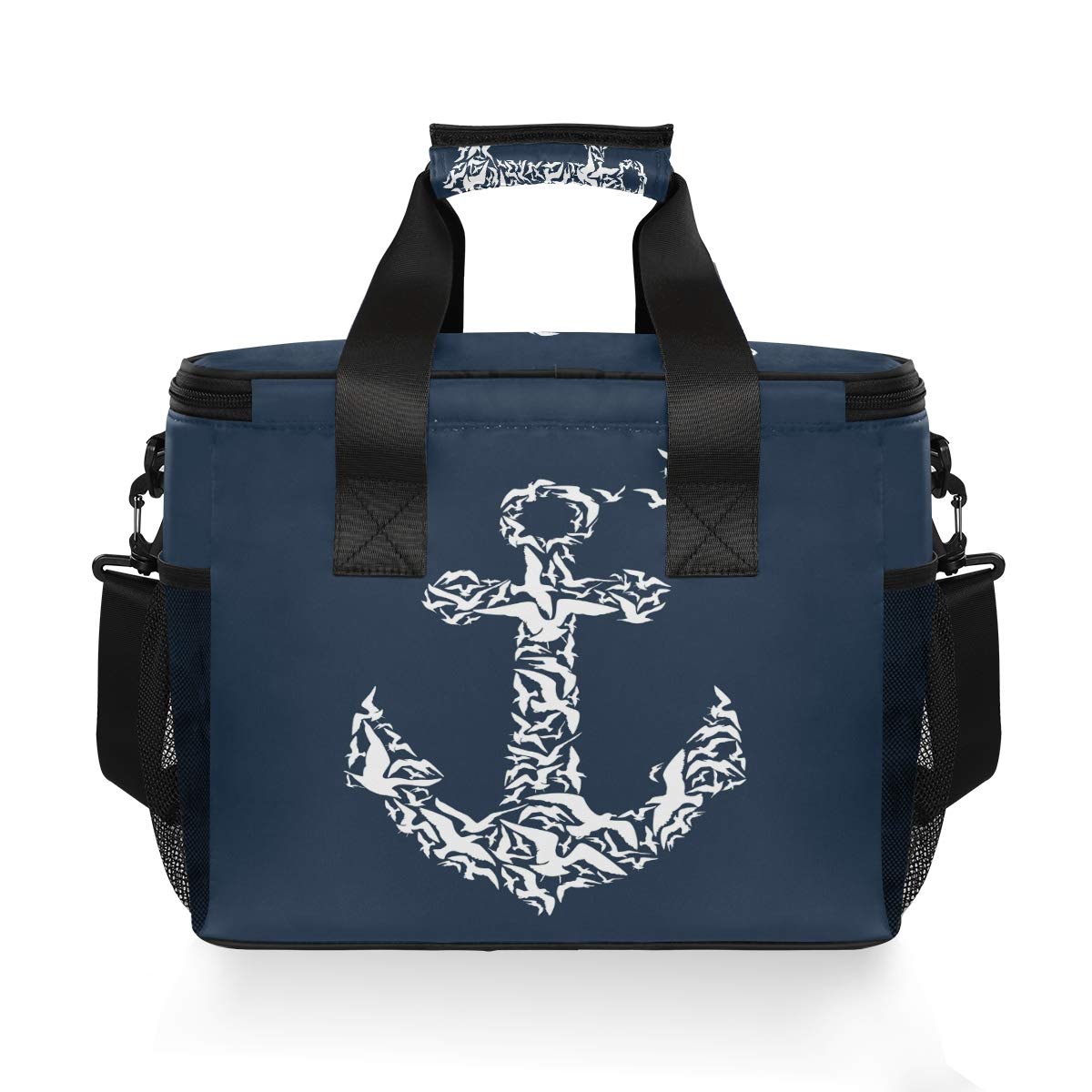 ALAZA Anchor Pattern Large Capacity Cooler Tote Insulated Lunch Bag Lunch Cooler Bag