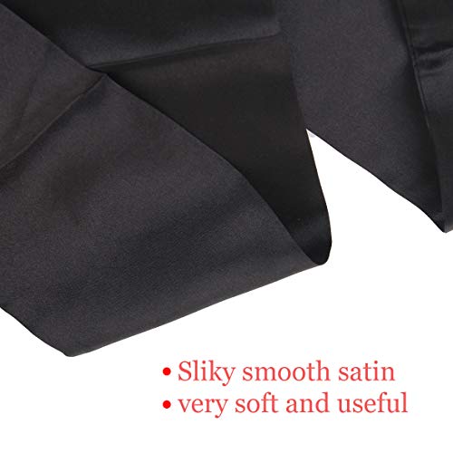 Leeven 2 Pcs Silky Satin Edge Scarves 4.5”x54” Large Wig Grip Band Women Satin Headband For Lace front Wigs Non Slip Hair Wrap Black Satin Edge Laying Scarf For Makeup, Facial,Sport,Yoga