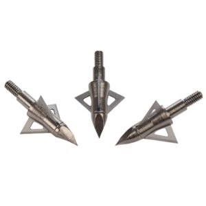 Bowhunting 100 Grain, 3 Blade Broadhead Steel Tips for Archery Crossbow Bolts Arrows, 1" Cutting Diameter, 12 Pack