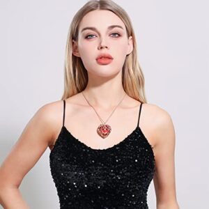 AILUOR Zelda Heart Necklace, Zelda Heart Container Necklace Cosplay Anime Necklace Created Sapphire Ruby Big Heart Pendant Necklace Anime Jewelry for Women Men (Red)