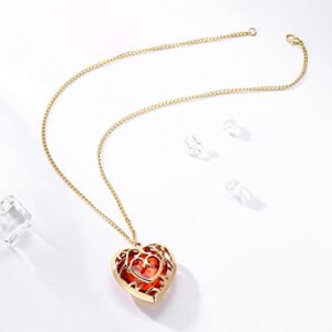 AILUOR Zelda Heart Necklace, Zelda Heart Container Necklace Cosplay Anime Necklace Created Sapphire Ruby Big Heart Pendant Necklace Anime Jewelry for Women Men (Red)