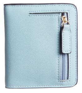 gostwo small wallet for women, slim rfid blocking wallet, credit card holder wallet, compact bifold luxury genuine leather pocket passport wallet ladies girls mini purse travel with id window, blue