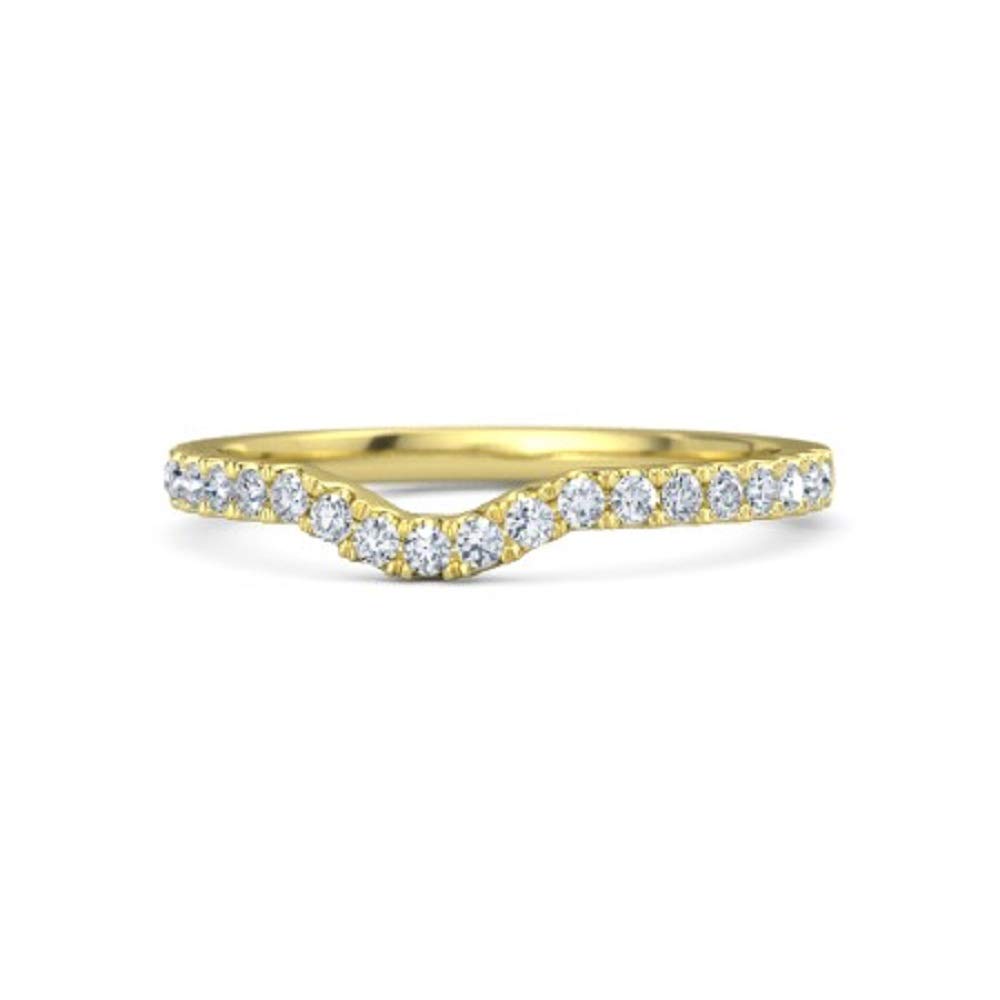 foreverjewelryhub 0.20ct Round Cut D/VVS1 Diamond Curved Half Eternity Wedding Band 14k Yellow Gold Plated 925 Sterling Silver