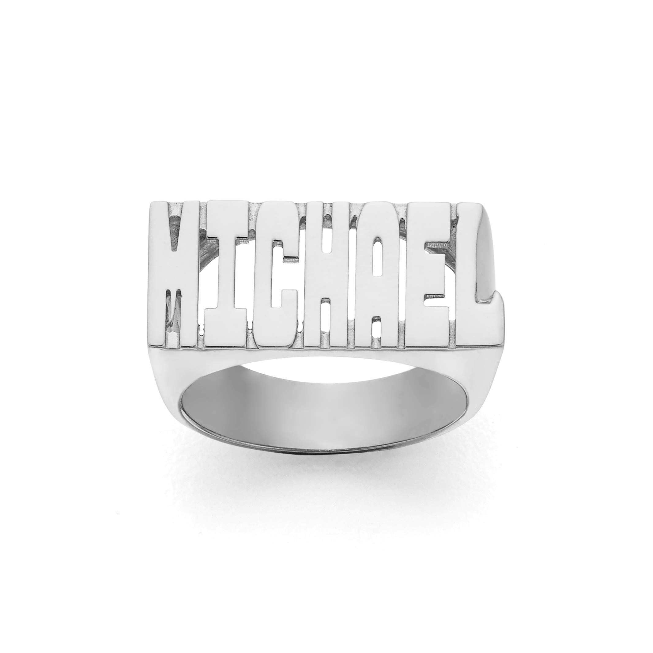 Silver N Style Lee 133Z Personalized Gold 10mm Large Size Block Letter Name Ring (Yellow Gold 10k, 10.5)