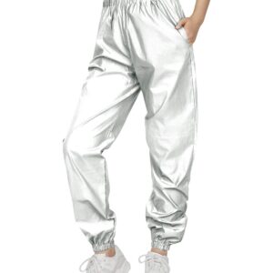 HDE Reflective Joggers Pants for Women High Visibility Jogger Windbreaker Pant Gray - S