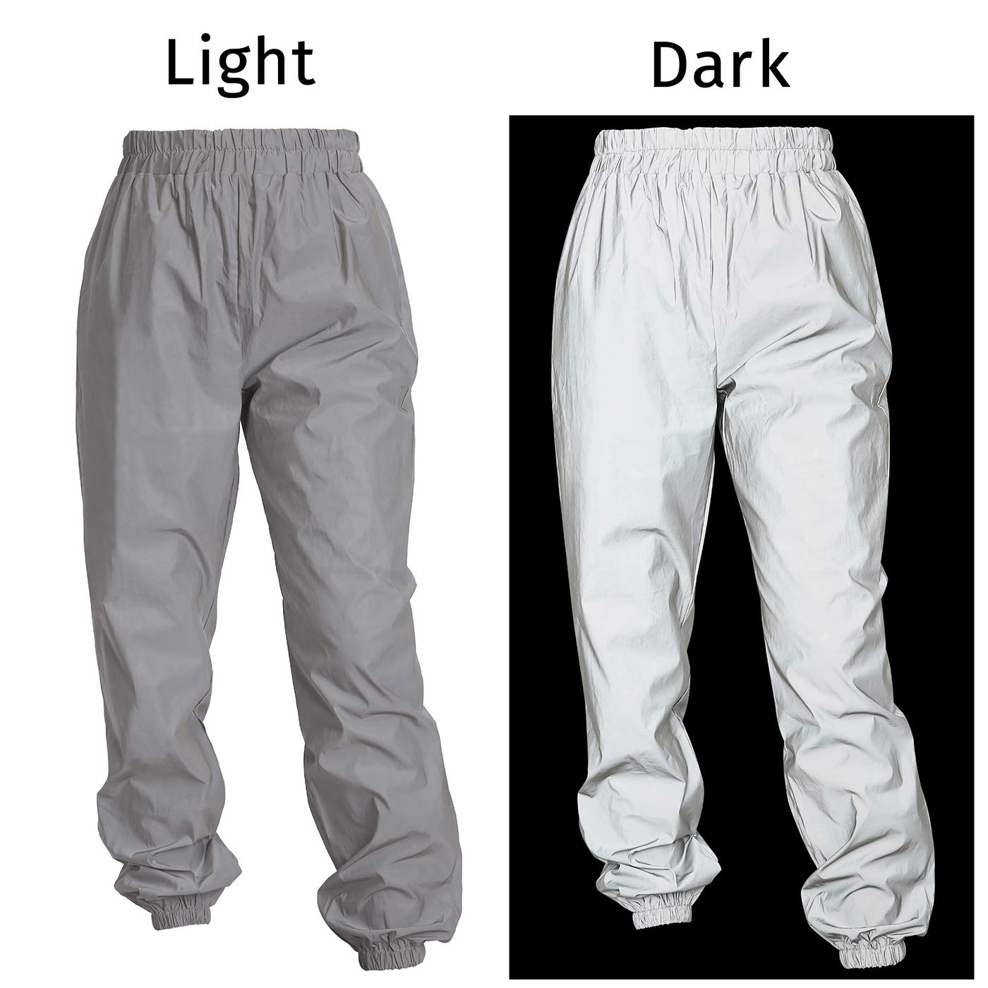 HDE Reflective Joggers Pants for Women High Visibility Jogger Windbreaker Pant Gray - S