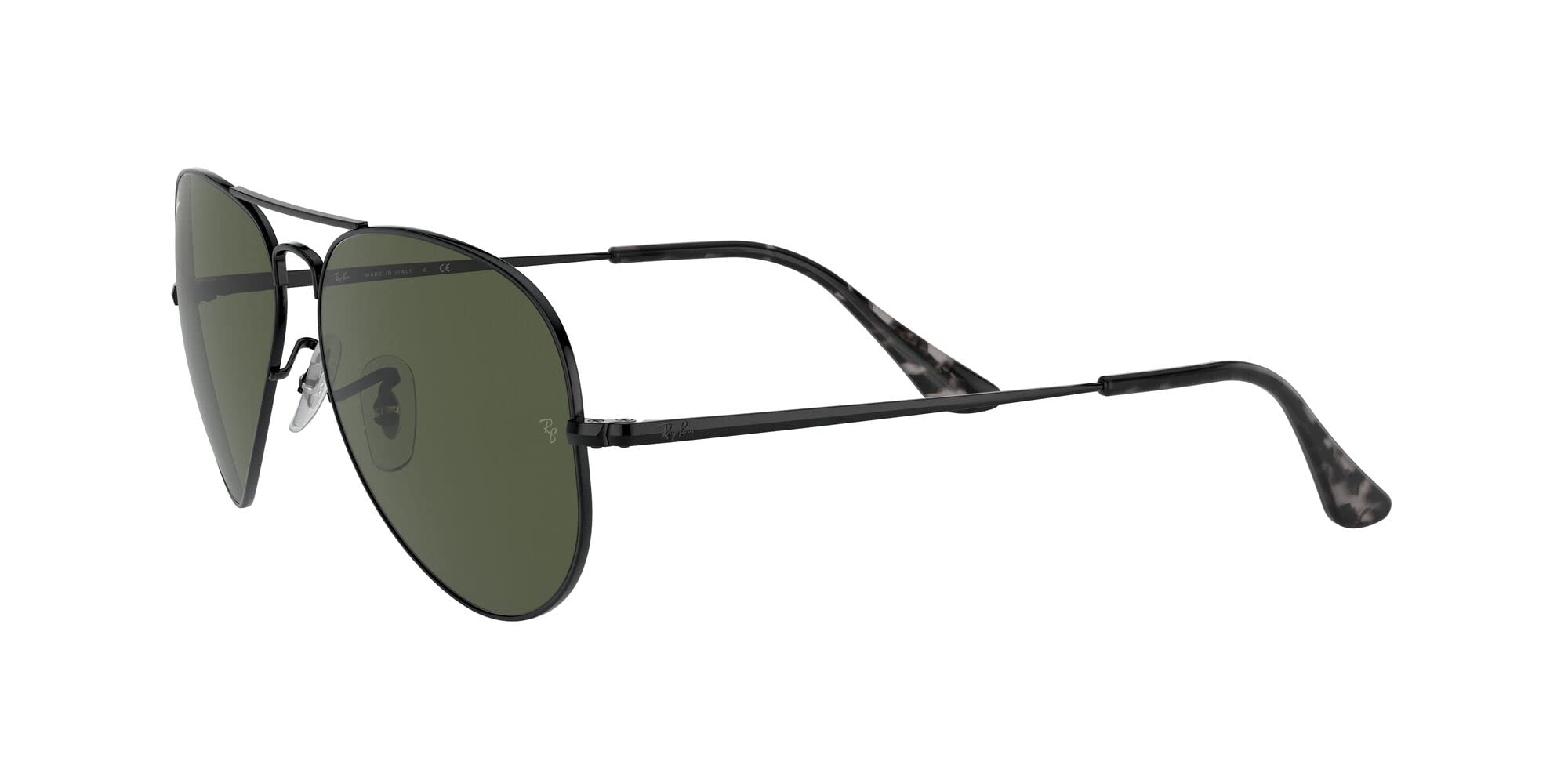 Ray-Ban RB3689 Aviator Metal II Sunglasses, Black/G-15 Green, 62 mm